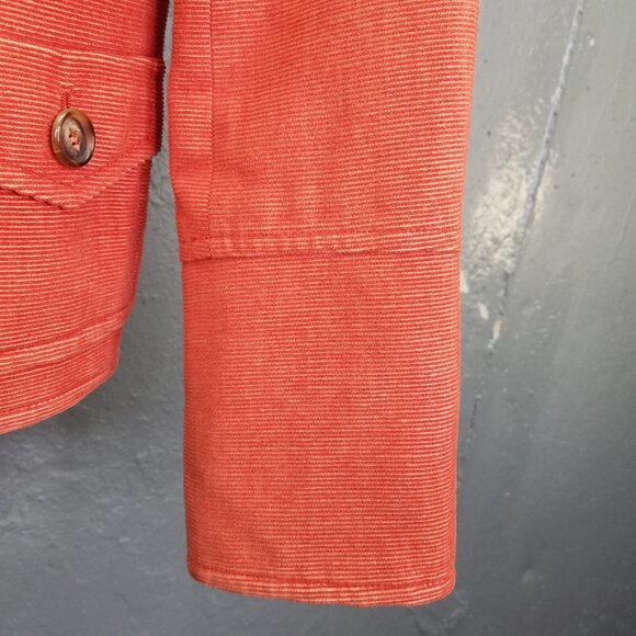 Akris Blazer Jacket Womens 8 Button Up Corduroy Crop Orange Coral Collared Camel - Picture 6 of 16